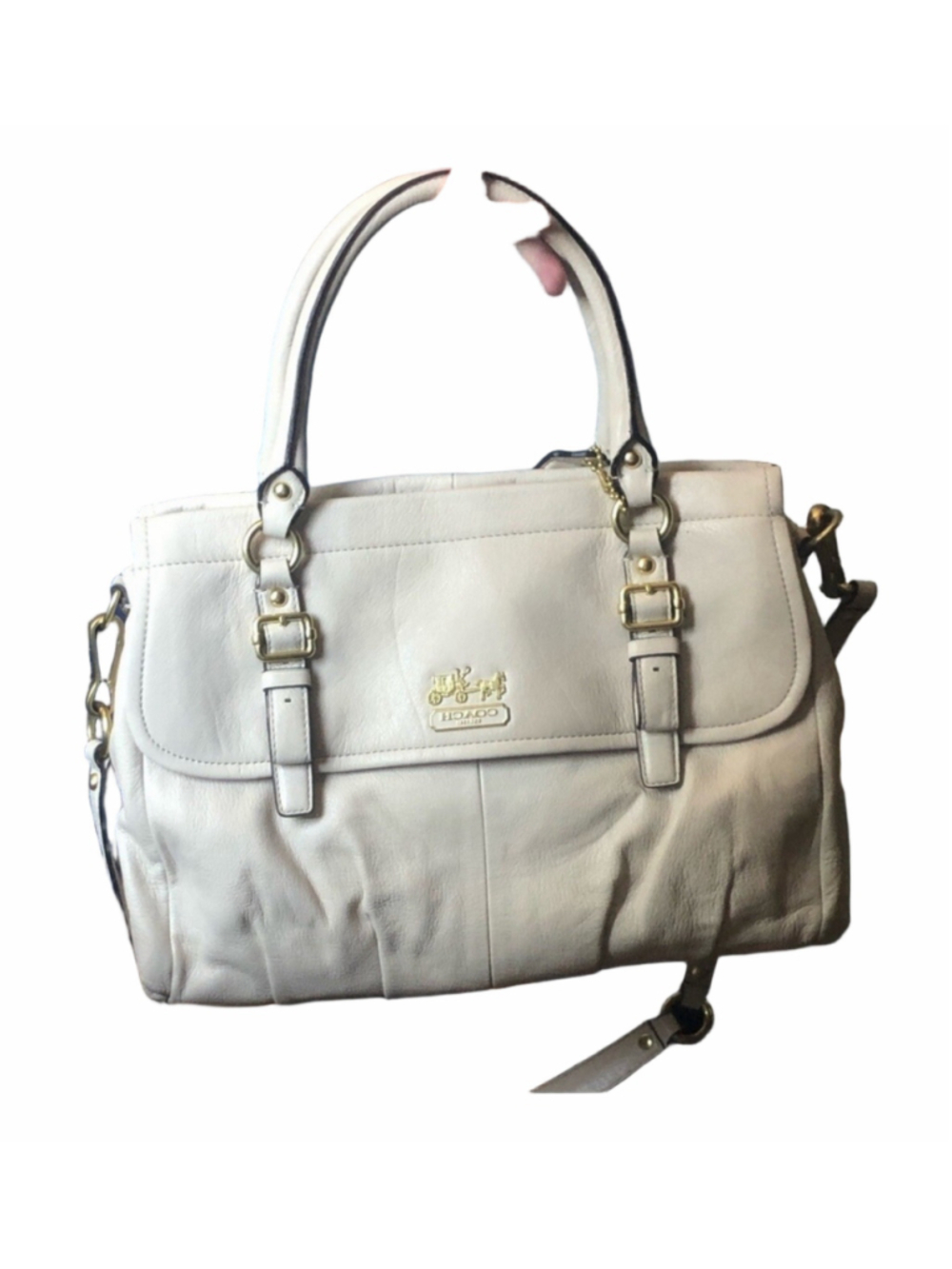 Coach Light Cream Madison Leather Flap Carryall 18621